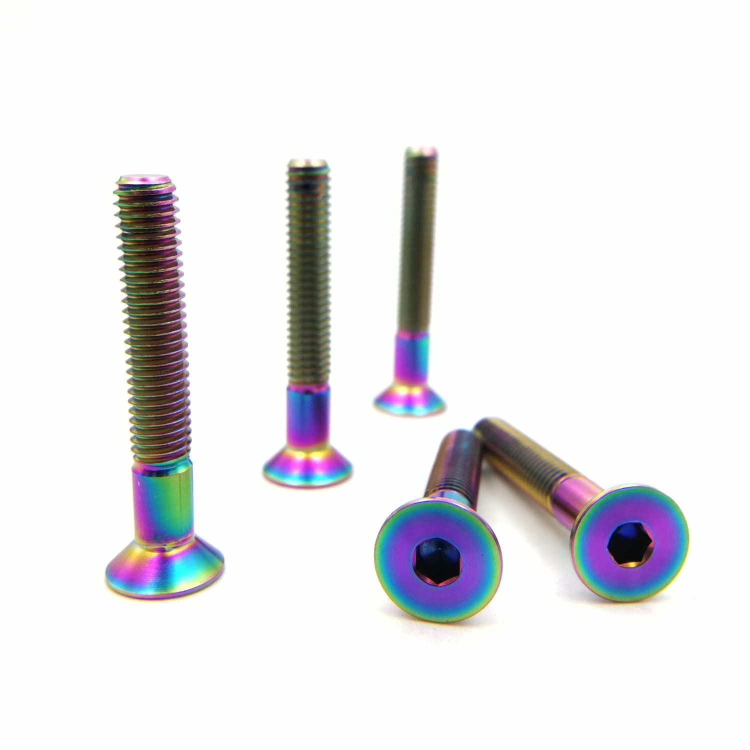 RISON Titanium Bolts M8 x 1.25 x 40mm Hex Socket Countersunk Head Screws GR5 Flat Head Bolts Iridescent Titanium - ShopVlot