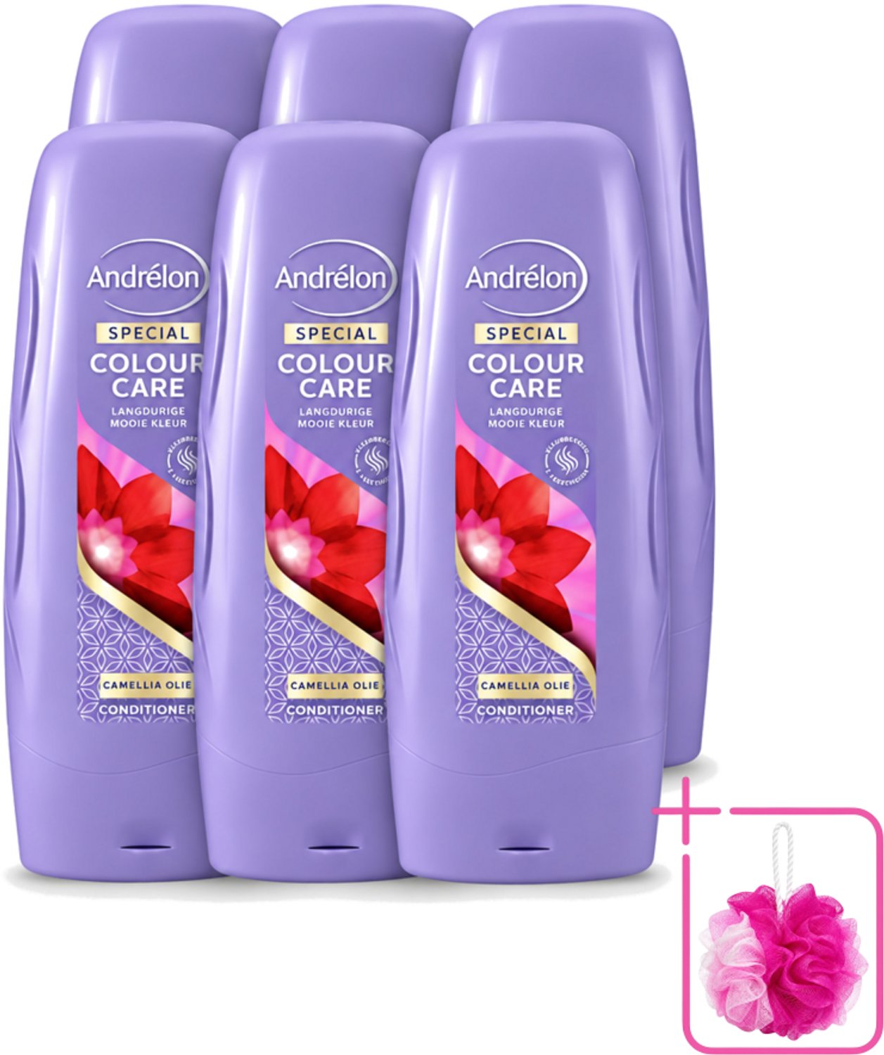 6 x Andrélon - Colour Care - Camellia Olie - Conditioner - Kleurbehoud - 300 ml - Bulkverpakking - Kleurbehoud - Douchemop - Haarkleur