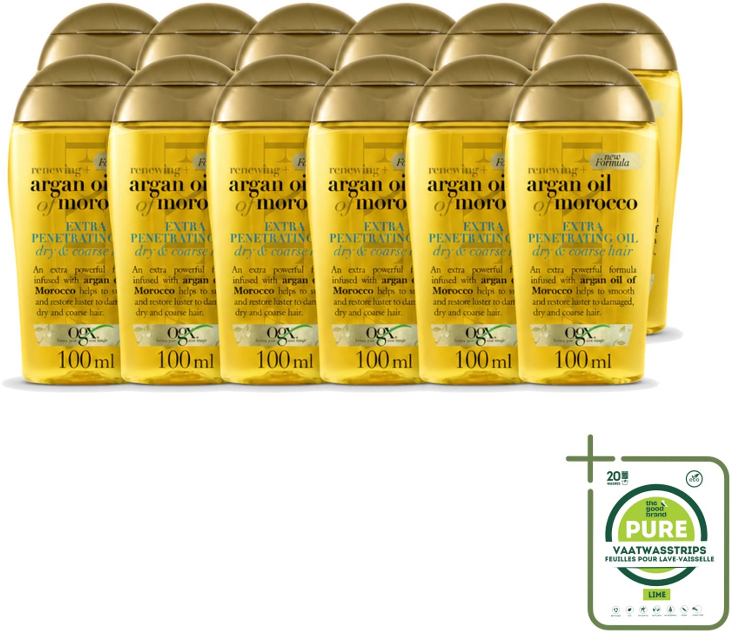 12 x OGX – Haarolie – Argan Oil of Morocco Extra Penetrating – Verzorgend - Grootverpakking - Haartype - Haarherstel - Haarvoeding - Arganolie - Droog Haar
