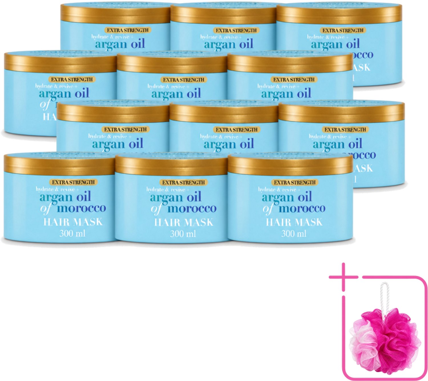 12 x OGX - Argan Oil of Morocco - Haarmasker - Extra Sterk - Voor Beschadigd Haar - 300 ml - Bulkverpakking - Haarmasker - Arganolie