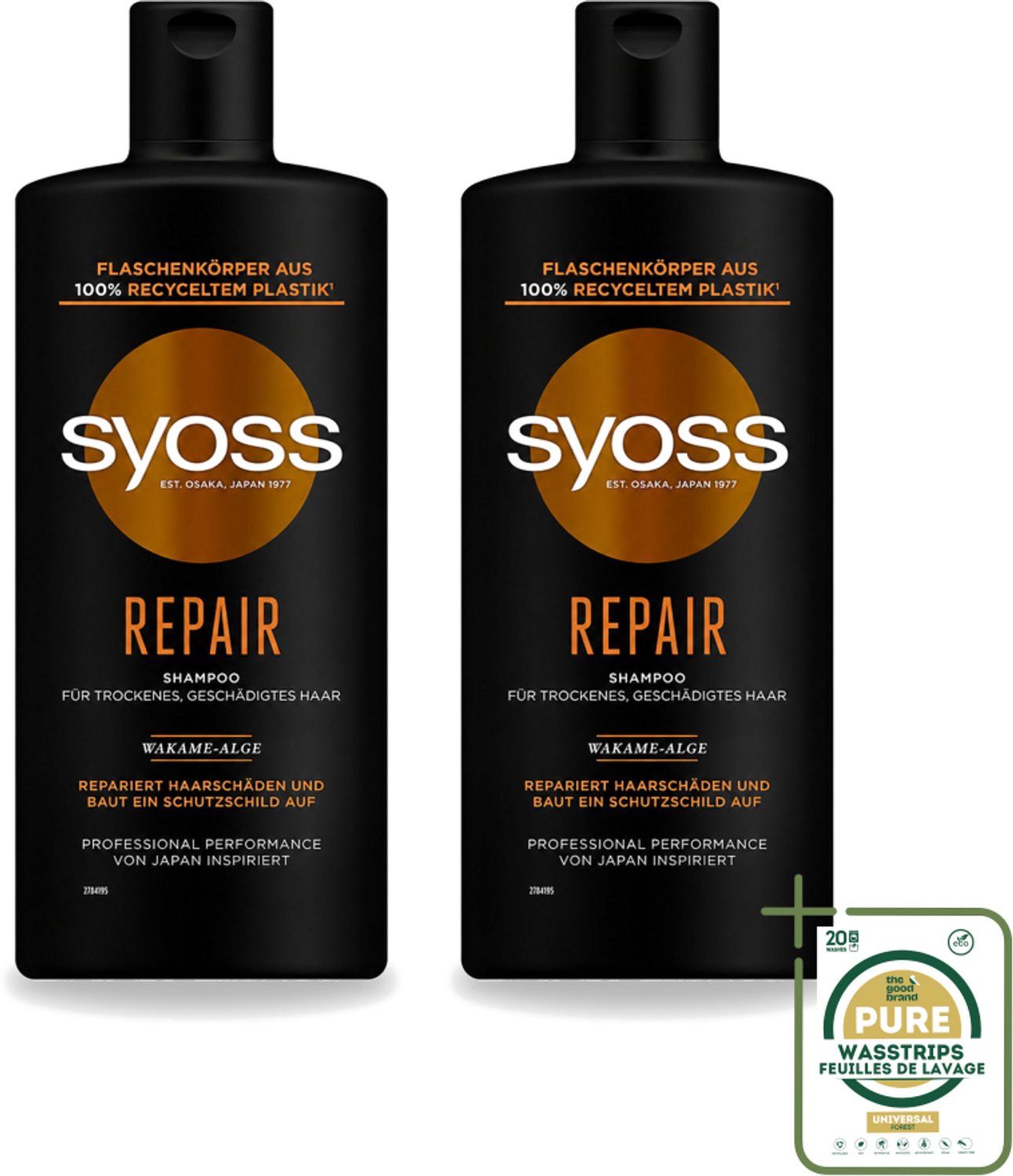 2 x Syoss Repair Shampoo - Shampoo - Herstel - 440 ml - Wasstrips - Herstel Haar - Beschadigd Haar - Haar Herstellen - Haar Versterken - Haar Hydrateren