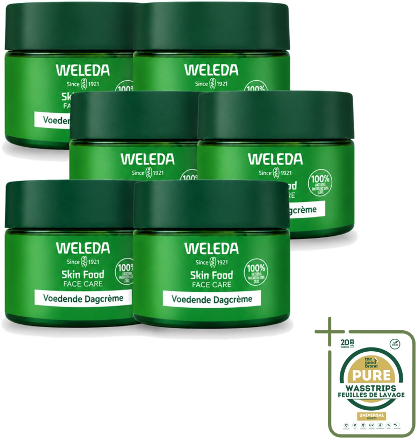 6 x WELEDA - Dagcrème Skin Food - Voedend - 40 ml - Wasstrips - Dagcrème - Huidverzorging - Voedende Crème - Natuurlijke Crème - Vegan Crème