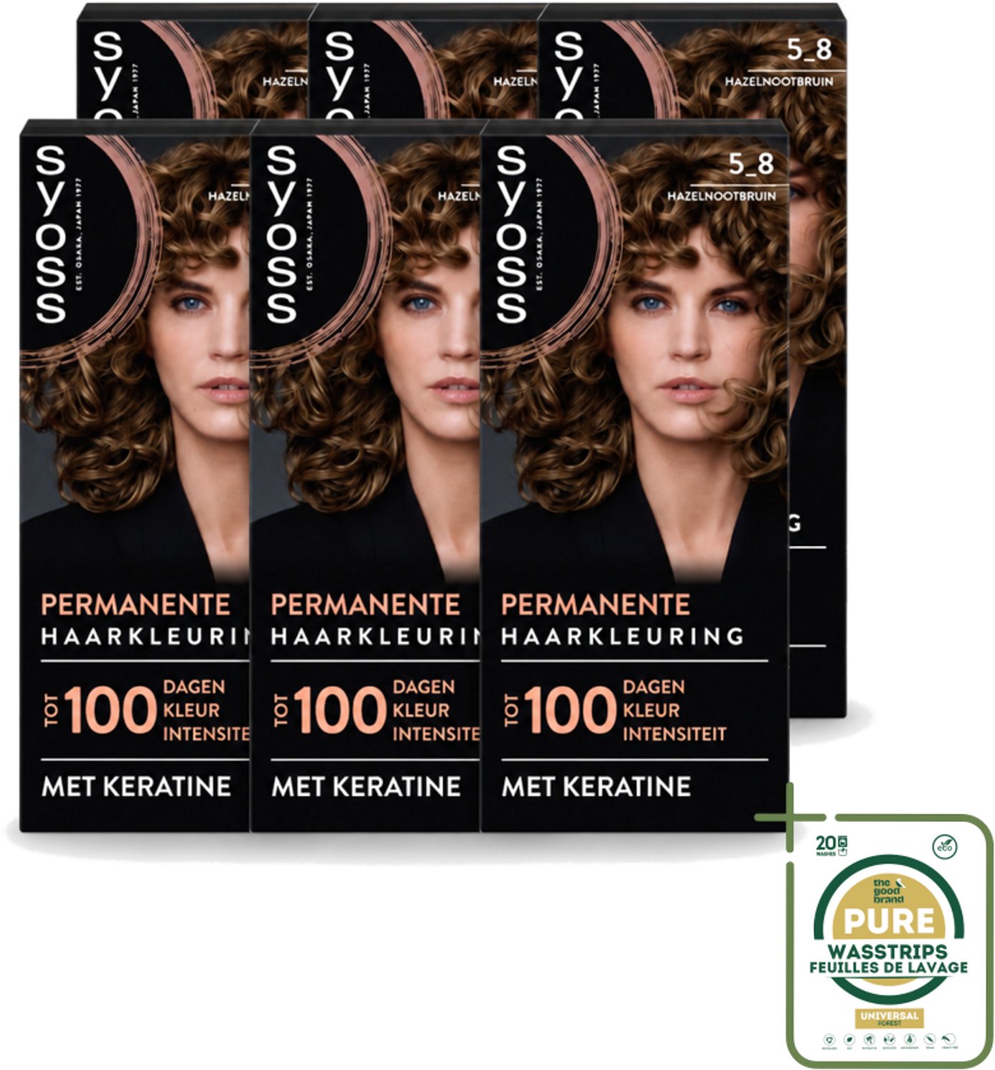 6 x SYOSS - Coloration 5-8 Hazelnootbruin - Haarverf - Grijsdekking - Vermindert Haarbreuk - Wasstrips - Haarkleur - Haarkleuring - Grijsdekking - Haarverf - Haarverf Permanent