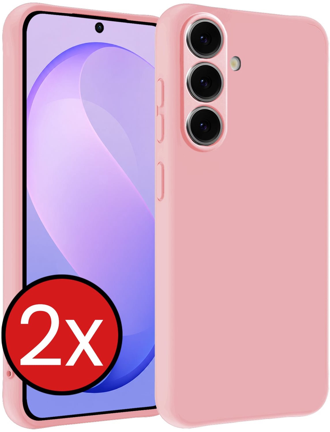 Hoesje - 2 Stuks - Geschikt voor Samsung Galaxy S26 FE - Sterk & Shockproof - Telefoonhoes - Back Cover - Case Siliconen - Telefoon Hoes - Lichtroze