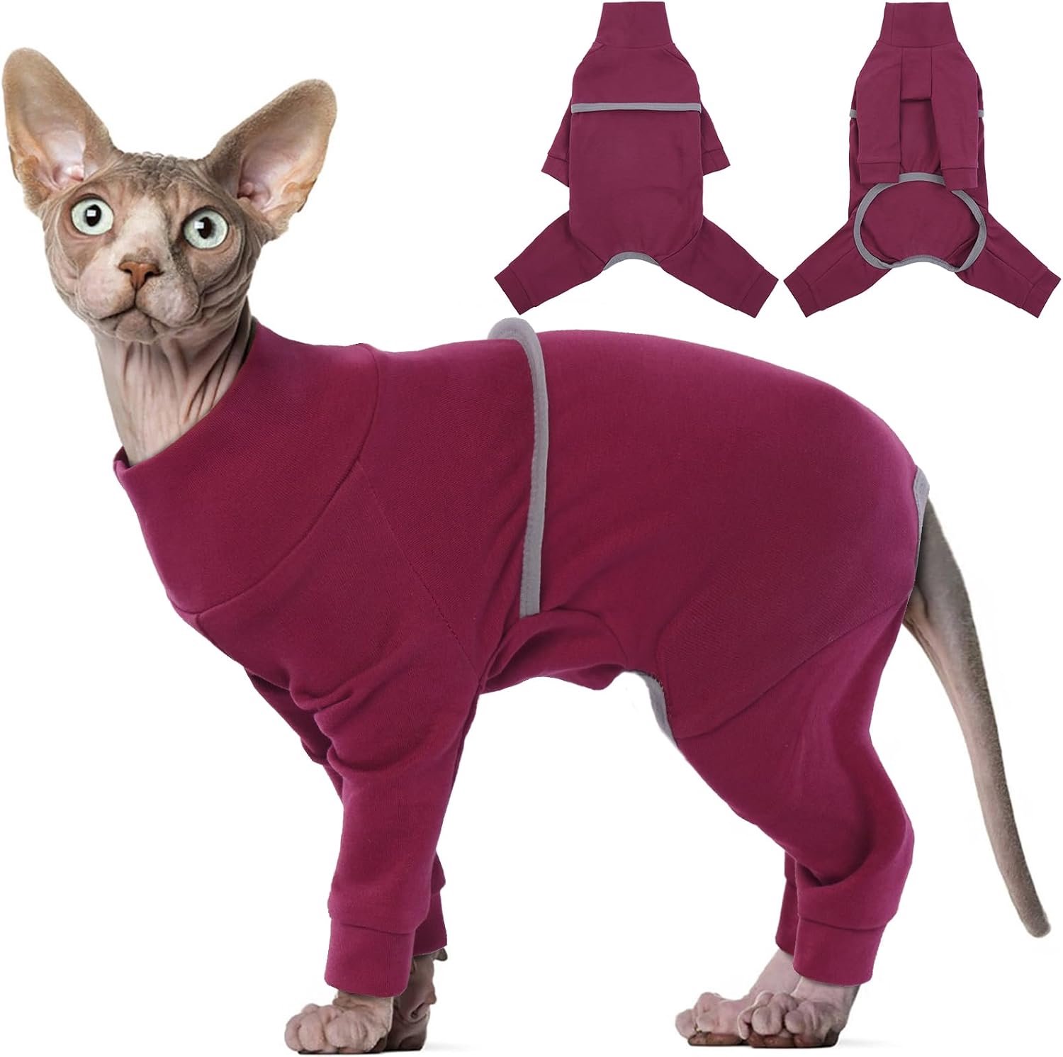 Sphynx Kattenkleding, ademende zachte kattentruien alleen voor katten, kattenjas met vier poten, kattenshirt, warme kattentruien, kattenpyjama, jumpsuit, vest voor Sphynx, Cornish Rex, Devon