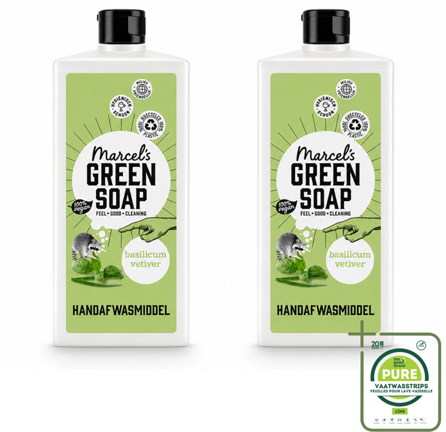 2 x Marcel's Green Soap - Afwasmiddel - Basilicum & Vetiver Gras - Plantaardig & duurzaam - 500 ml - Grootverpakking - Vaatwasstrips - Afwasmiddel - Plantaardig Afwasmiddel - Zachte Afwas - Milieuvriendelijke Afwas - Basiliumpet