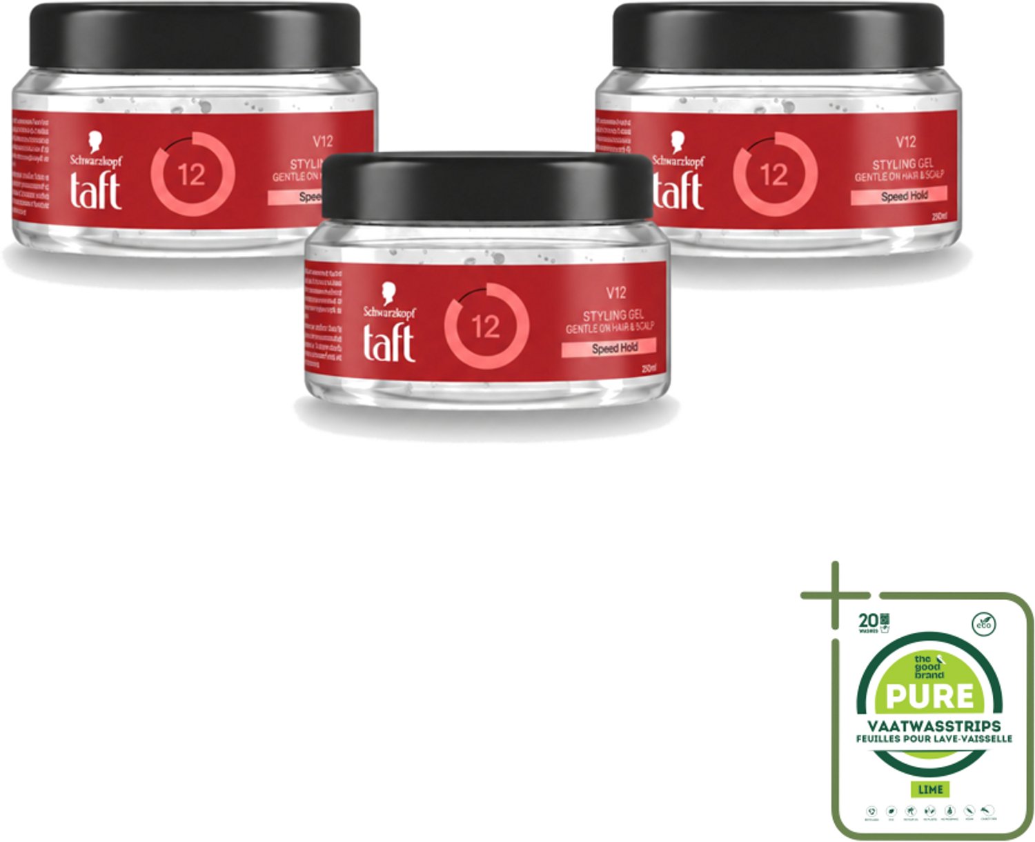 3 x Taft - V12 - Styling Gel - Supersnelle fixatie - 250 ml - Grootverpakking - Haarkleur - Haartype - Stylinggel - Fixatie - Snelle Droogtijd