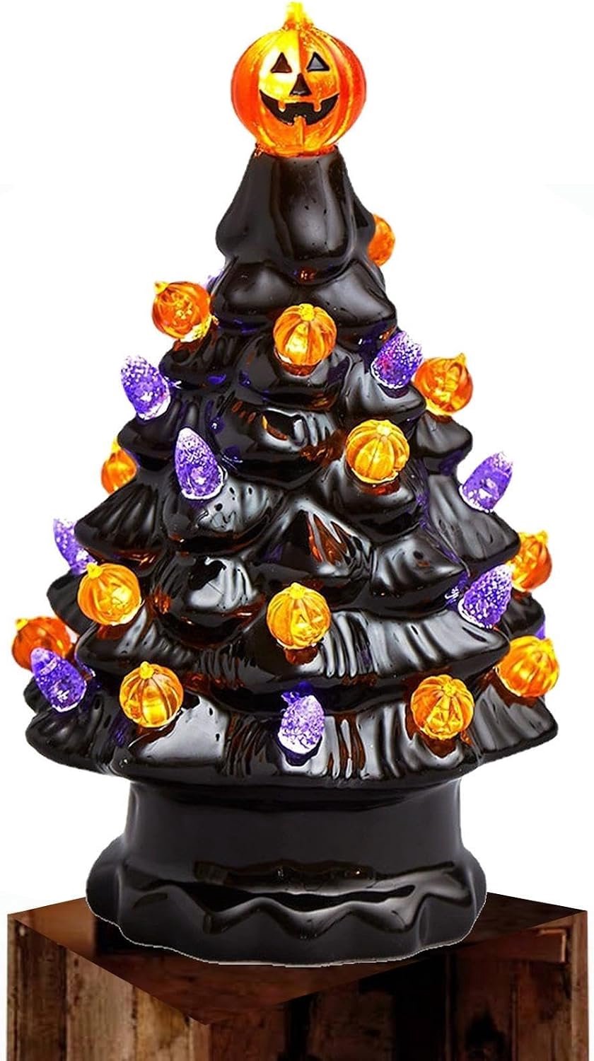 Bomen voor Halloween Ceramische Tafelblad Decor met Gloeilampen