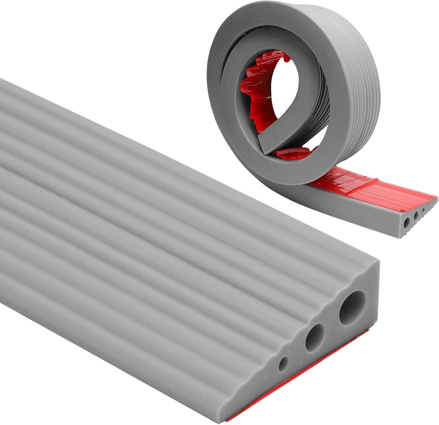 Drempelhelling 100 x 6.5 x 1 cm, PVC Rolstoelhelling, Antislip Oppervlak, Rubber Drempel Ramp voor Rolstoel, Kinderwagen, Looprek of E-Scooter (Grijs, 2.5)