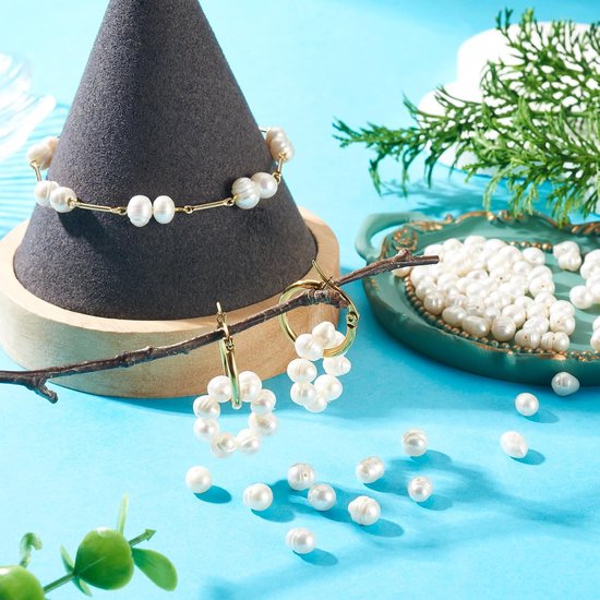 70 Stuks Natuurlijke Gekweekte Zoetwaterparelkralen Onregelmatige Aardappelvormige Parelkralen voor DIY Ketting Armband Oorbellen Sieraden Maken 6mm — afbeelding 3