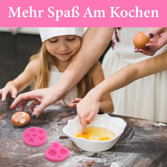 8 stuks siliconen bloemenvormen, 3D mini-bakvorm, fondant gietvorm vlinder met 1 roze druppelper, voor gelei, fondant, chocolade, ijs, kaarsen, lijm (roze) — afbeelding 2