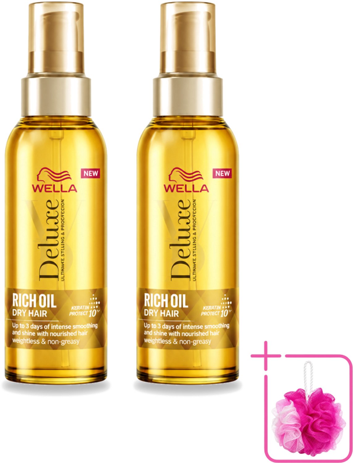2 x Wella – Deluxe Oil Rich – Haarolie – 100 ml - Bulkverpakking - Haarolie - Douchemop - Glans