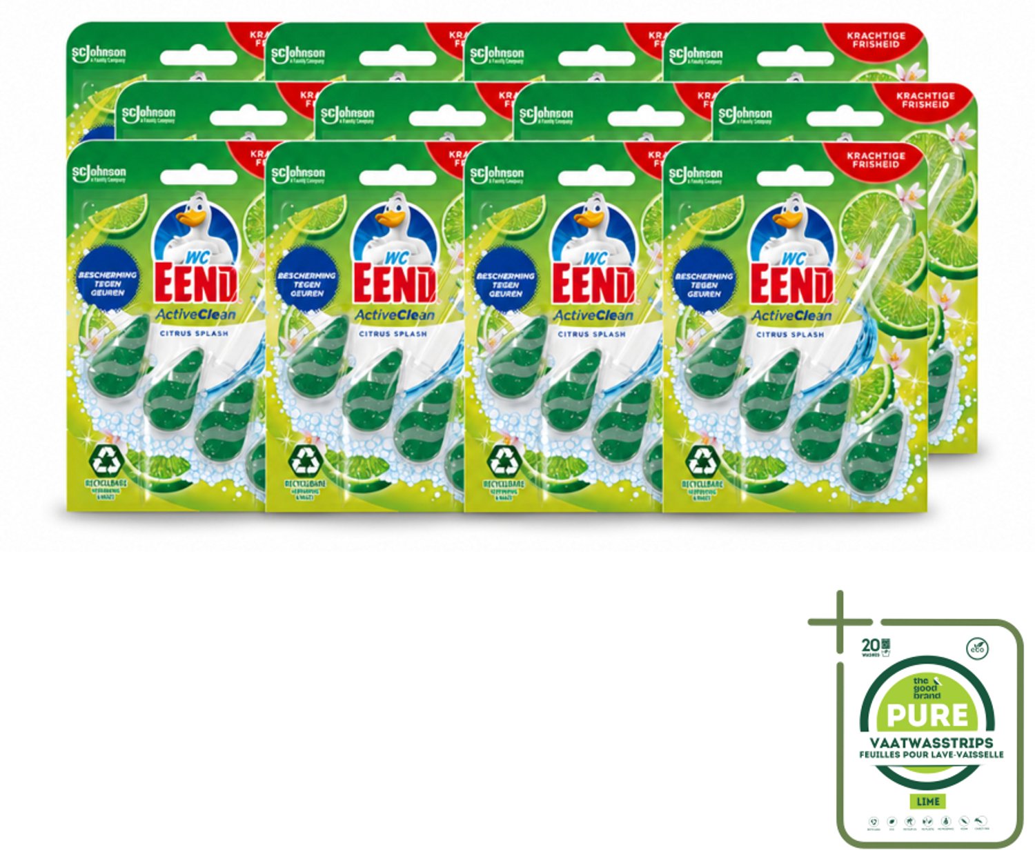 12 x WC Eend – Toiletblok – Active Clean – Citrus – 38 g - Grootverpakking - Vaatwasstrips - Toiletblok - Toilet Reinigen - Actief Schuim - Citrusgeur - Toilet Schoon