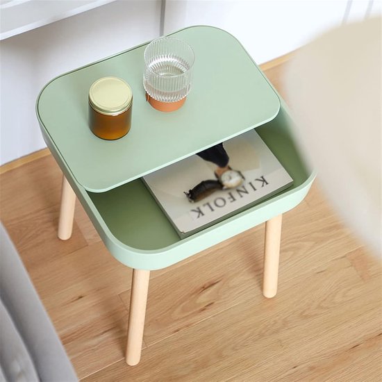 Bijzettafeltje Zijtafel Bank Bijzettafel Creatieve bijzettafel Groene vierkante kleine tafel eenvoudige salontafel geschikt for woonkamer, nachtkastje, kantoor, lounge — afbeelding 3