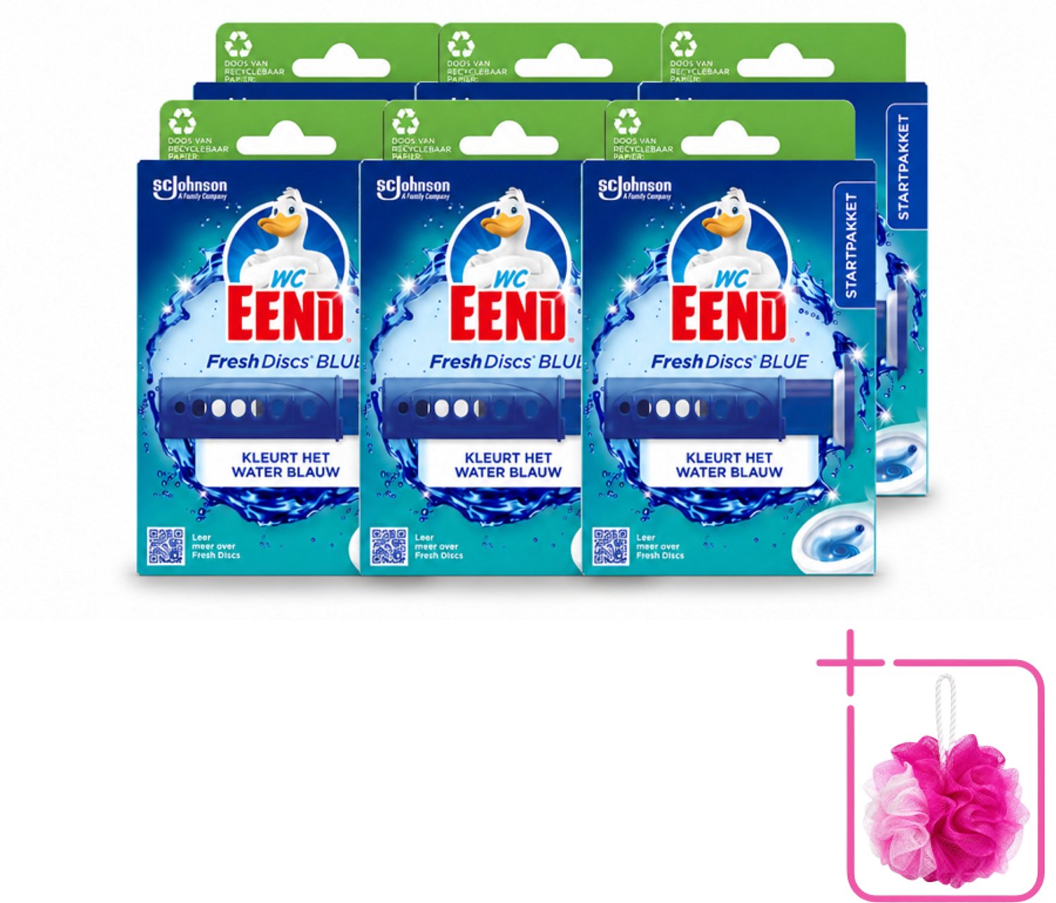 6 x WC Eend – Fresh Discs – Houder + Navulling – Coloring Blue – 36 ml - Bulkverpakking - Toilet reinigen - Douchemop - Toilet hygiëne
