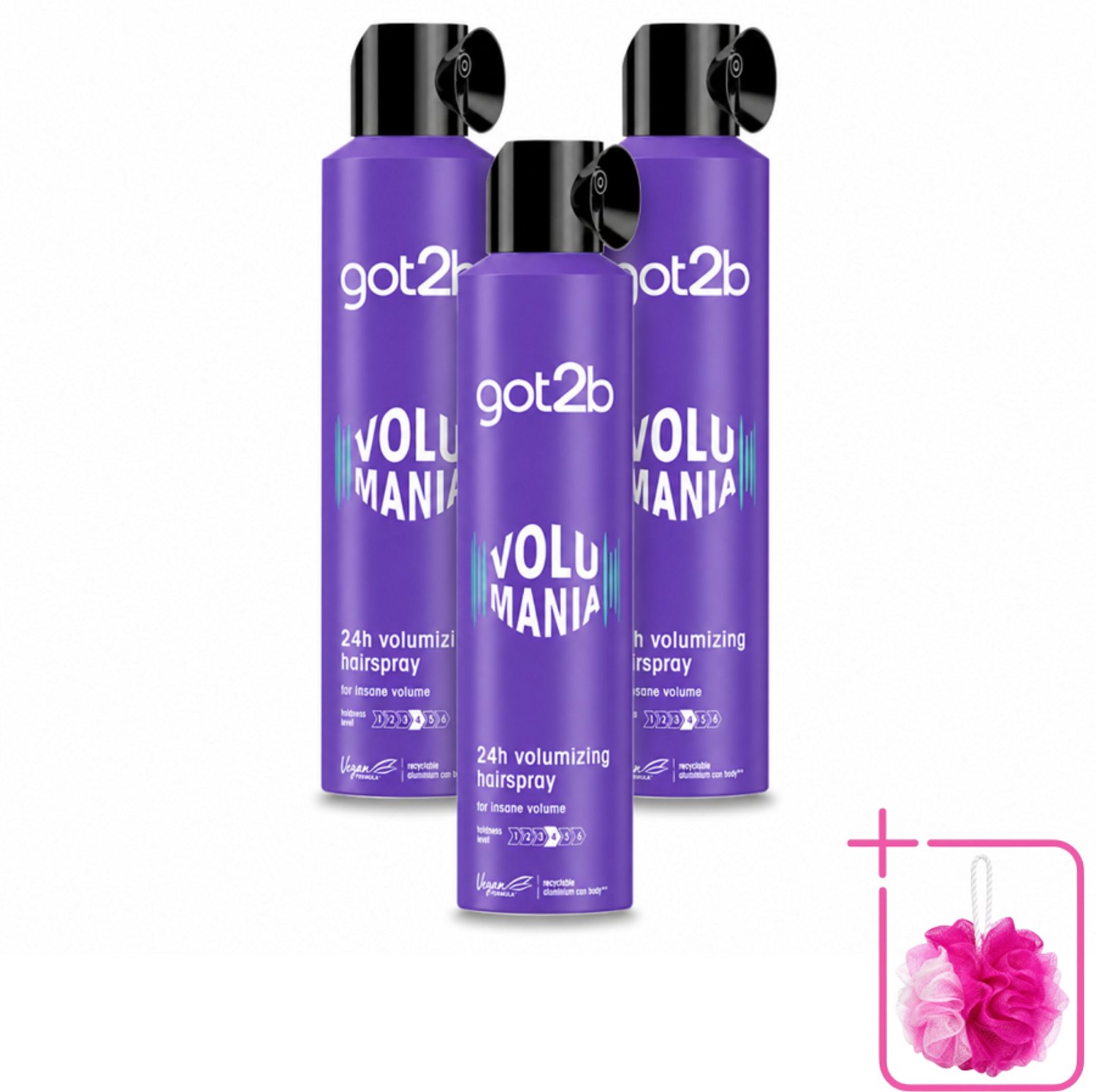 3 x Got2B - Haarspray - Volumania - 300 ml - Bulkverpakking - Haarspray - Douchemop - Volume