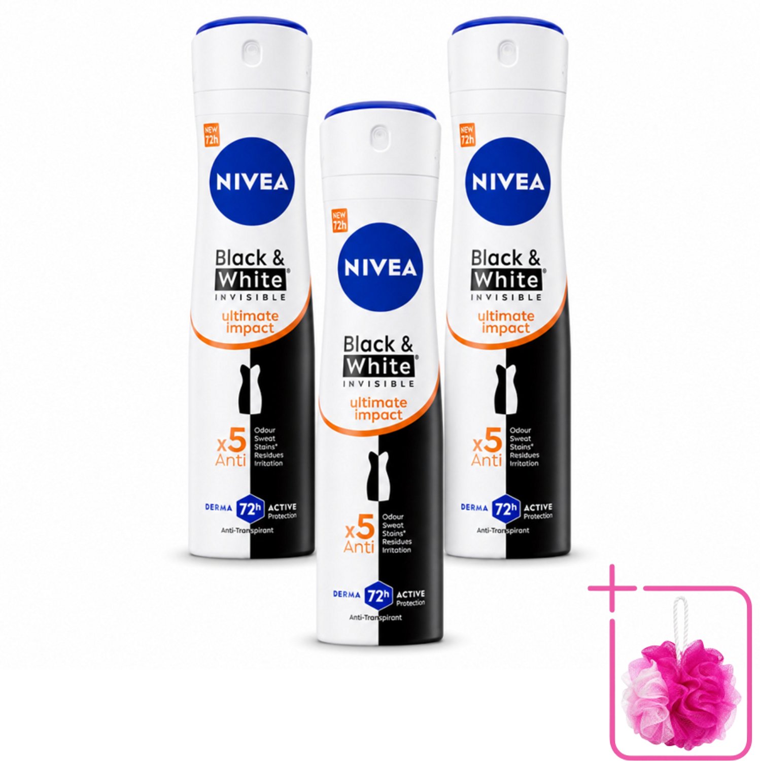 3 x NIVEA - Deodorant Spray - Zwart & Wit Ultieme Impact - Anti-Transpirant - 150 ml - Bulkverpakking - Deodorant spray - Anti-vlekken