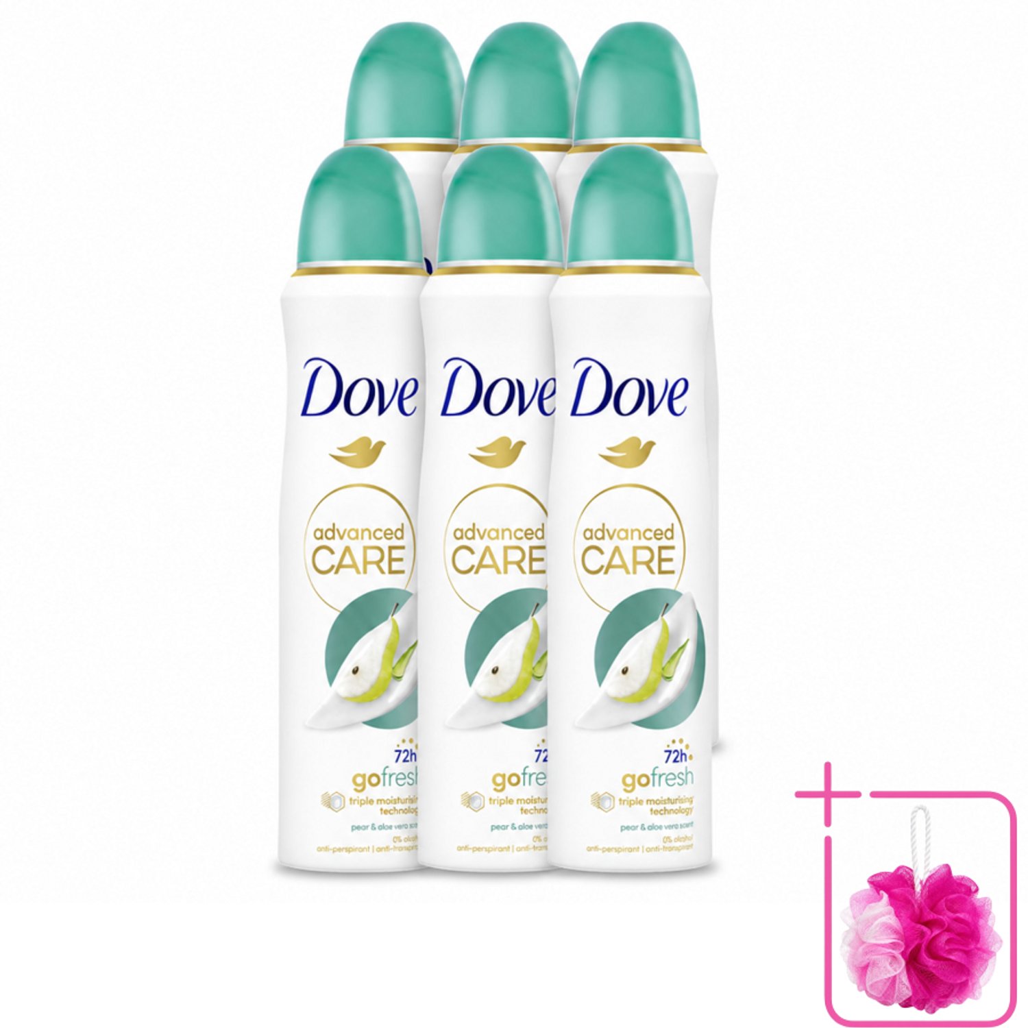 6 x Dove – Deodorant Spray – Peer & Aloe Vera – 150 ml - Bulkverpakking - Anti-transpirant - Deodorant spray
