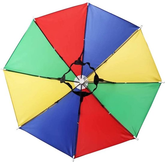 3 stuks regenboogparaplumutsen met elastische band, handsfree, grappige strandfeestmutsen, verstelbare maat, geschikt voor alle leeftijden, kinderen, mannen en vrouwen — afbeelding 4
