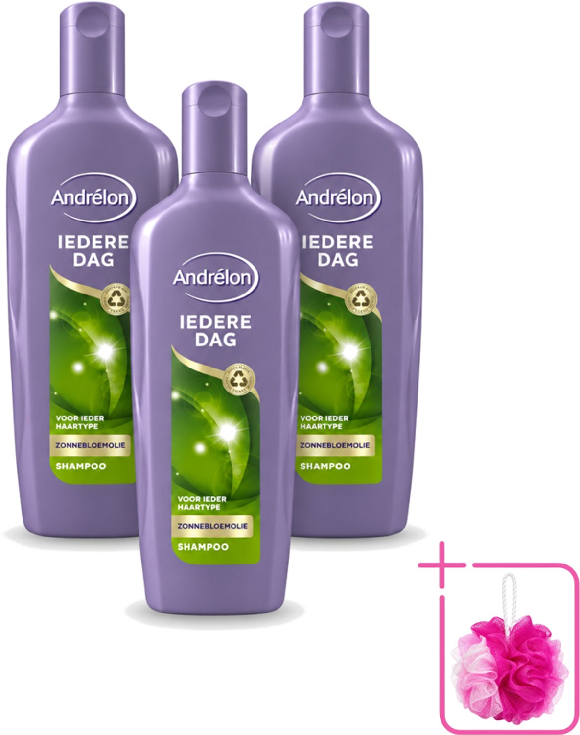 3 x Andrélon - Iedere Dag - Shampoo - 300 ml - Bulkverpakking - Dagelijks haarwassen - Douchemop - Zonnebloemolie shampoo