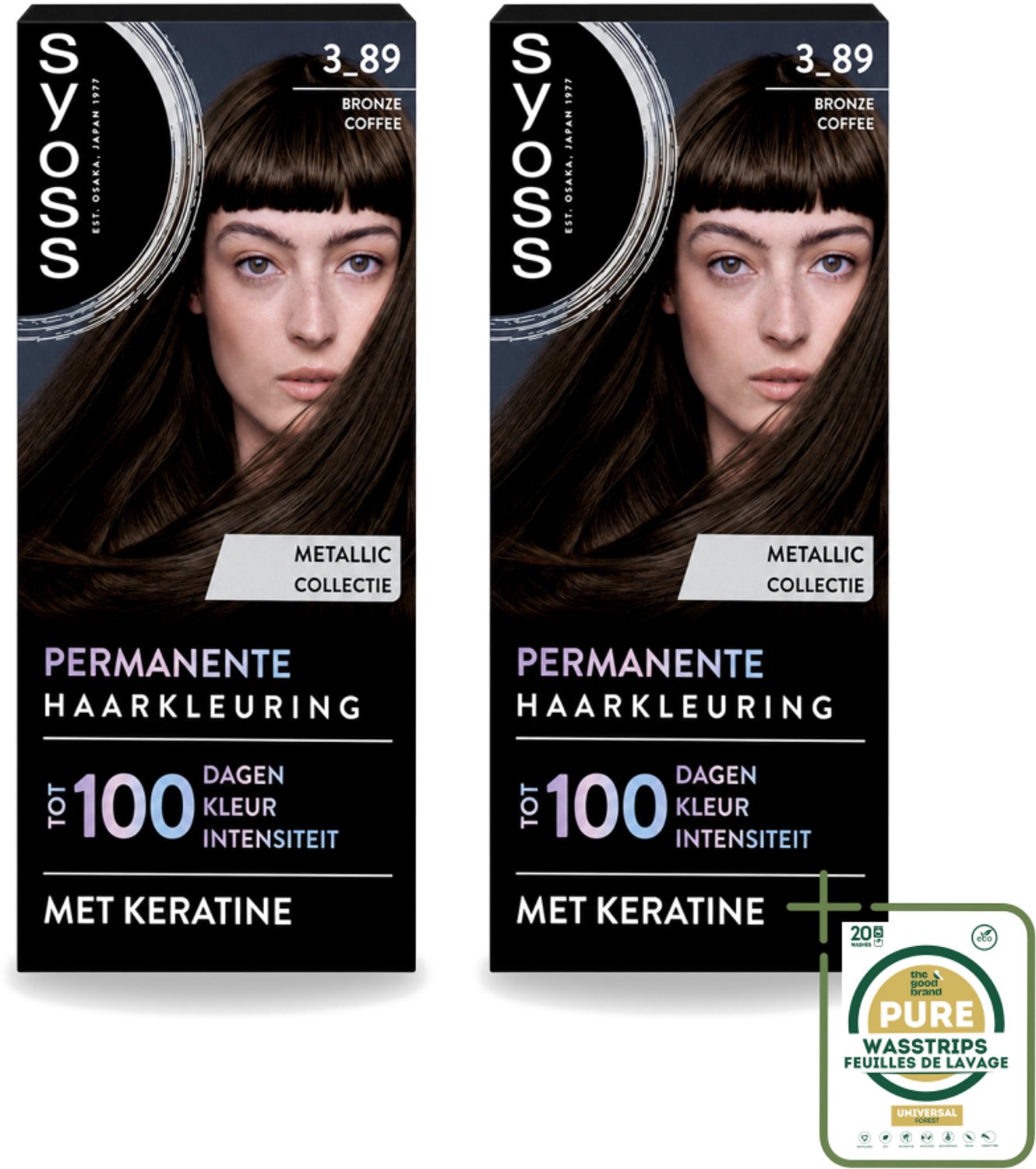 2 x SYOSS - Coloration 3-89 Bronze Coffee - Haarverf - Grijsdekking - Vermindert Haarbreuk - Wasstrips - Haarkleur - Haarverf - Grijsdekking - Keratine - Haarverf 3-89