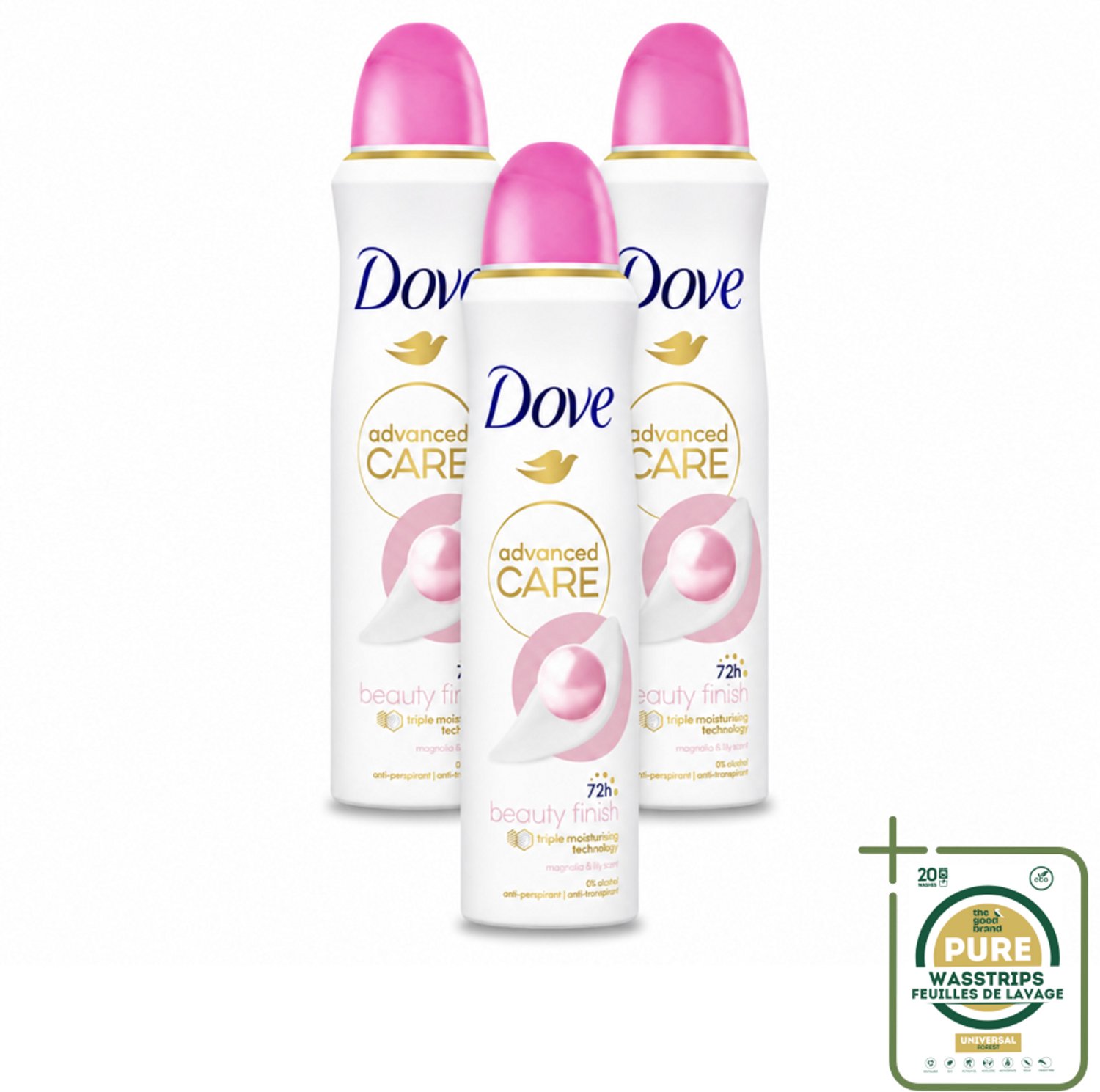 3 x Dove – Deodorant Spray – Beauty Finish – 150 ml - Anti-perspirant Spray - Huidverzorging - Beauty Finish - Deodorant Spray - Stralende Huid