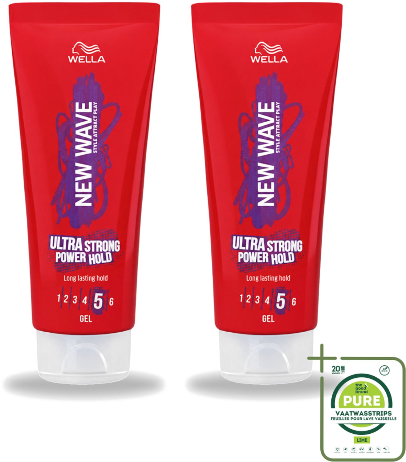 2 x Wella – New Wave Ultra Strong Power Hold – Haargel – 200 ml - Grootverpakking - Vaatwasstrips - Haarkleur - Haartypen - Haartypen - Haartypen - Haartypen