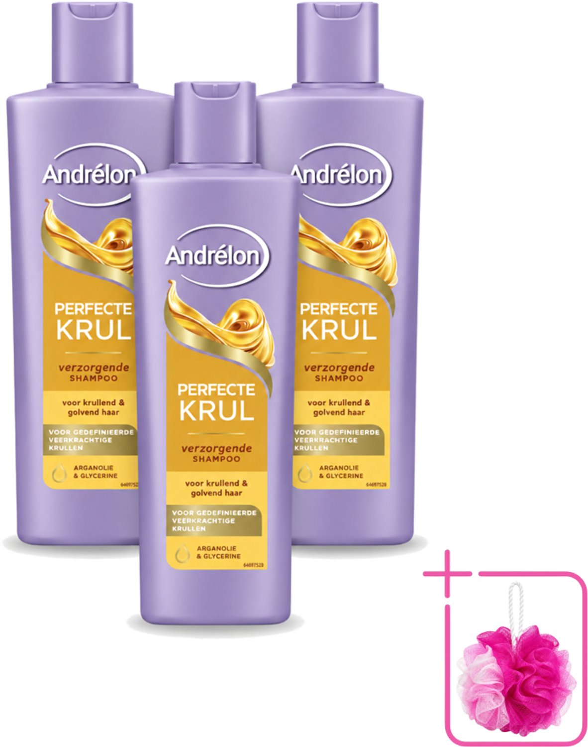 3 x Andrélon – Shampoo – Perfecte Krul – 250 ml - Bulkverpakking - Krullen verzorging - Douchemop - Krulshampoo