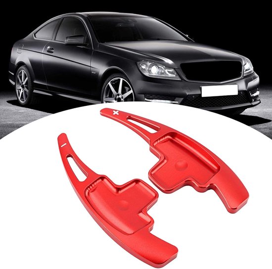 Stuurwiel Schakelpeddels,Aluminium Auto Stuurwiel Schakelpeddels Uitbreidingen,Auto Uitbreiding Stuurwiel Aluminium Schakelpeddel Blade Shifter Geschikt Voor A B E R M Klasse(rood) — afbeelding 5