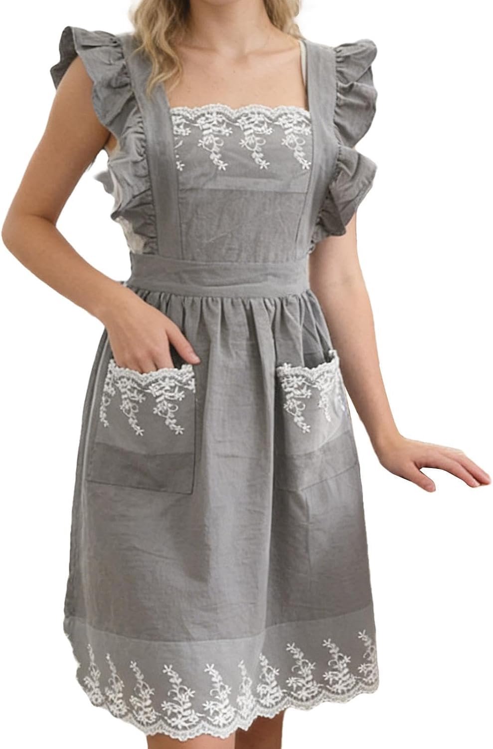 Keukenschorten voor vrouwen, katoen, ademend, vintage, schort voor dames in kostuumstijl, voor thuis, keuken, buiten, tuin, terras, koken, tuinieren, schilderen, grillen