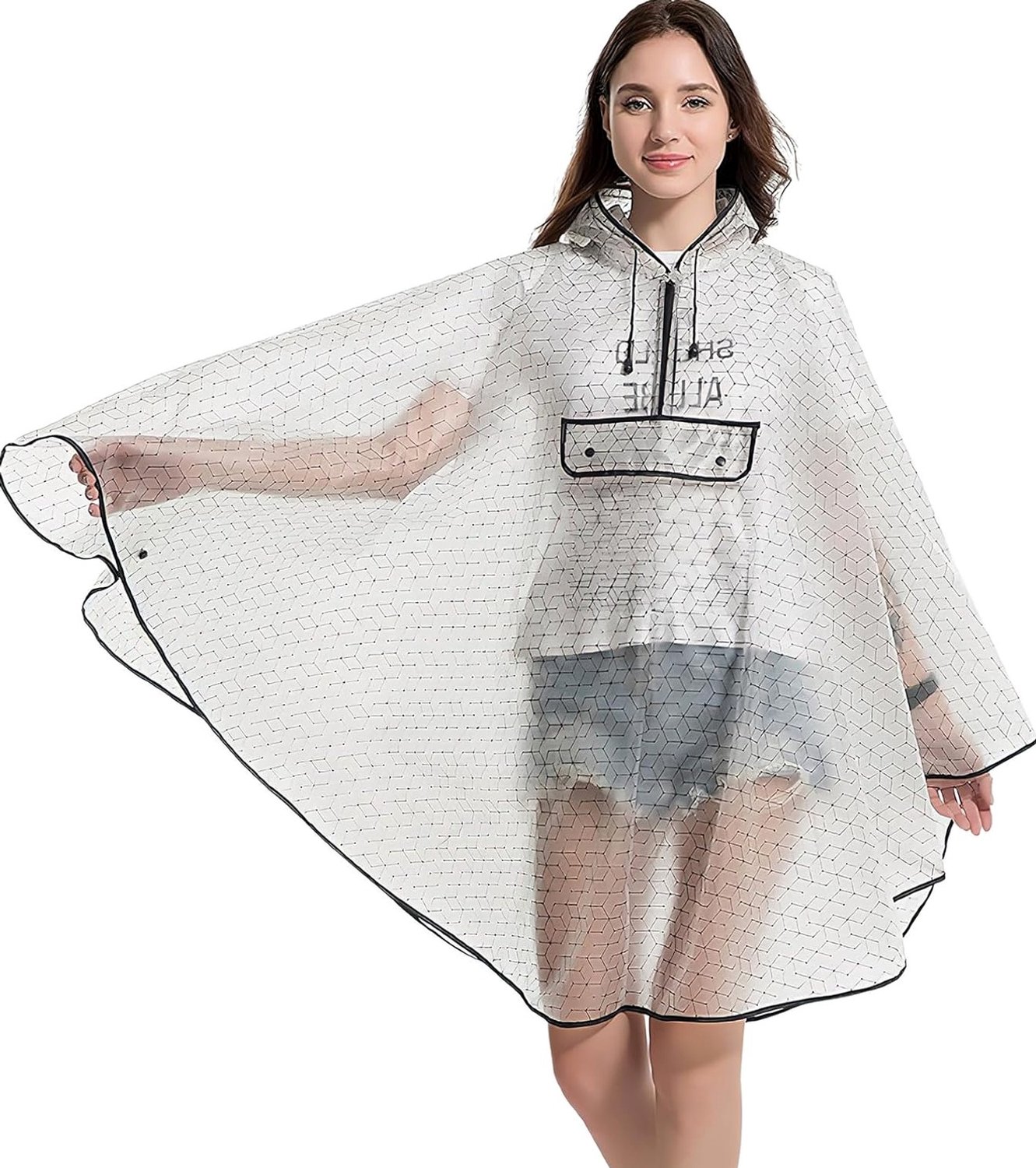 Merkloos Lang Regenponcho - Waterdicht & Ademend (98 cm)