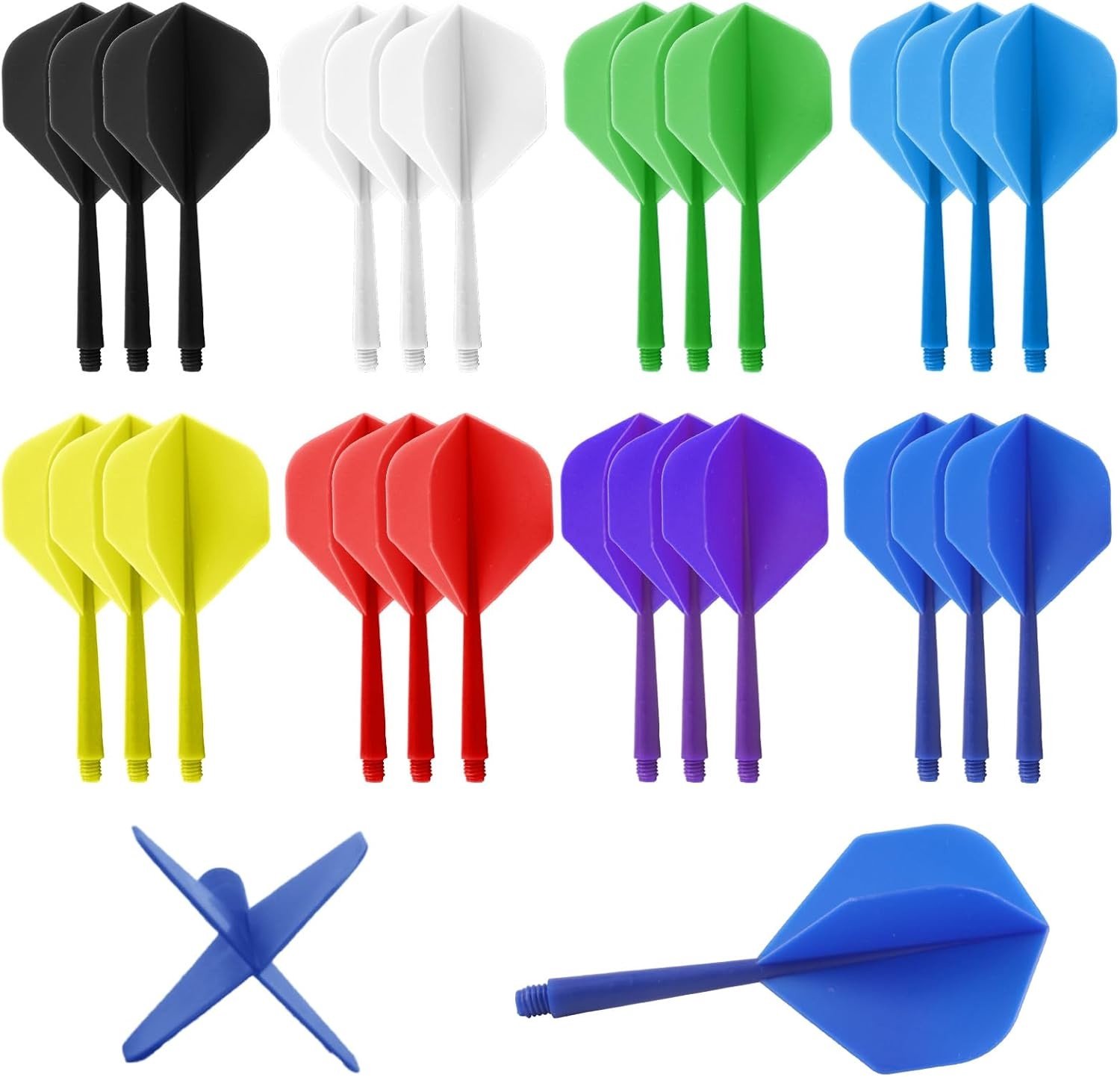 24 Stuks Geïntegreerde Dart Flights met As, Professionele Darts Accessoires, 2BA Darts Schachten, Diverse Kleuren