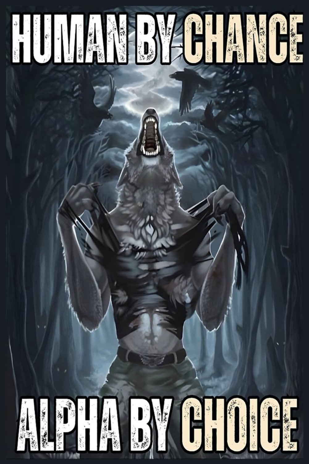 Human By Chance Alpha By Choice Cool Funny Alpha Wolf Meme Notebook: Wide - ShopVlot