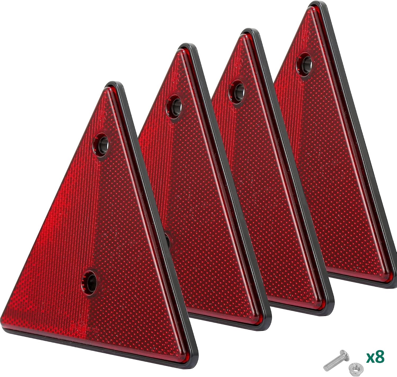 2 x Rear Triangular Reflectors, Red, for Screw, E11, Approved, 150 x 10 x 132 mm (L x W x H), Triangular Reflector for - ShopVlot