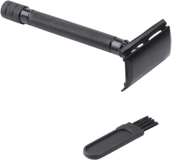Double Edge Lange Handvat Klassieke Handmatige Scheerapparaat Houder Zwart — afbeelding 5