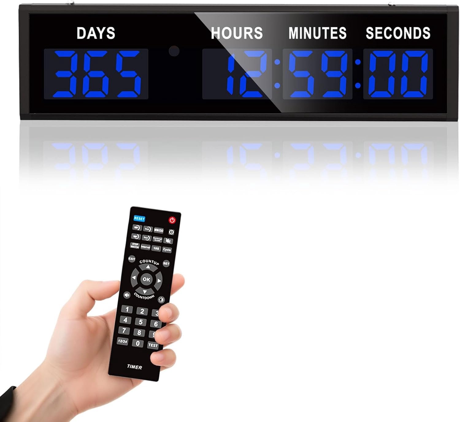 Afteltimer, grote aftelkalender van 999 dagen met afstandsbediening, pensioentimer, digitale klok, multifunctionele aftelkalender voor pensioen, verjaardagen, feestdagen, bruiloften, vakanties (blauw)