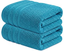 Infinitee Xclusives Luxe badhanddoeken van 100% katoen, set van 2 (27 x 54 inch) (serene groenblauw, badhanddoeken - pak 2)