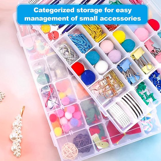 4 stuks opbergdozen met 36 vakken, sorteerdozen met afneembare scheidingswanden, doos voor kleine onderdelen, schroeven, naai-accessoires, kralen, oorbellen — afbeelding 2