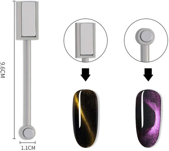 6 stuks hoogwaardige magneetstaafjes, set voor kattenoogeffect, perfect om te knutselen, nagelgereedschap, te gebruiken met nagellak of 3D-poeder, magnetisch, kattenooggel — afbeelding 4