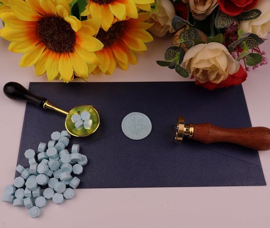 400 stuks zegellak kralen voor zegel stempel, PORXFLY Wax Seal kralen geweldig voor huwelijksuitnodigingen, wijnverpakkingen, kaarten enveloppen, geschenkverpakking (oceaanblauw) — afbeelding 3