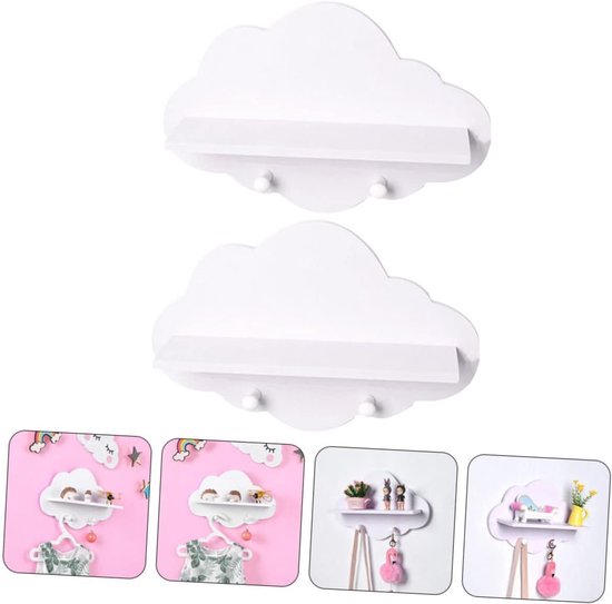 Cloud Shelf Opbergplank 2 Stuks Houten Zwevende Planken Boekenplank Voor Babykamer Keuken Badkamer Muur — afbeelding 5