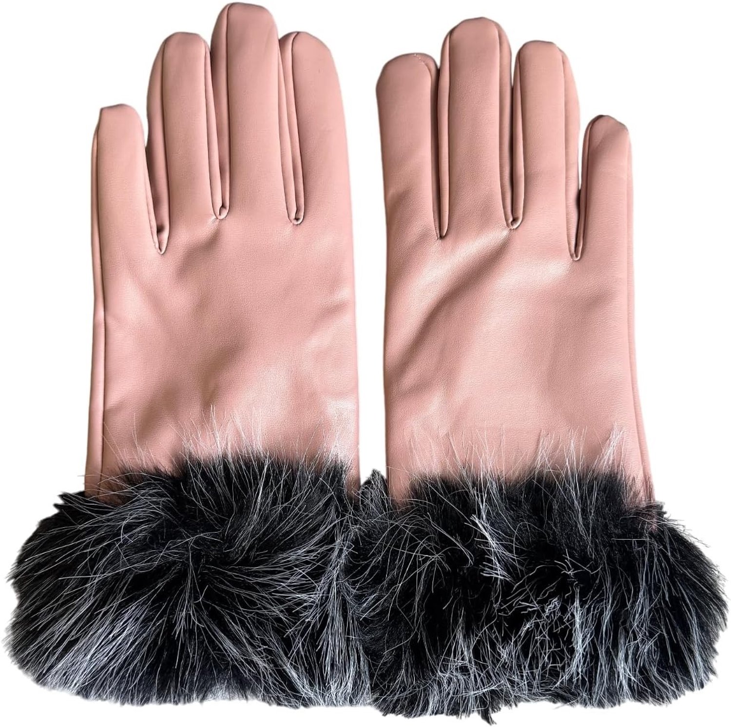 Elegante Dameshandschoenen - Pastel Roze - Kunstleer met Zachte Bontmanchet - Voor Dames