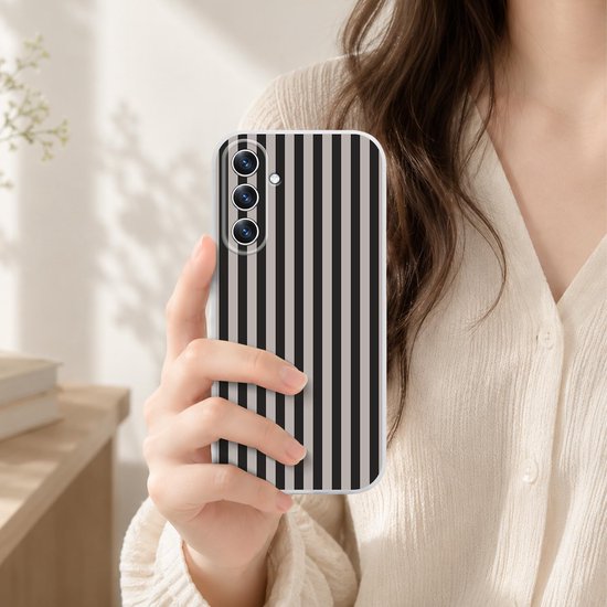 2 stuks telefoonhoesjes voor Samsung Galaxy A57 5G, esthetische strepen, strepenpatroon, motief voor vrouwen en meisjes, beschermhoes, zachte kleurrijke siliconen TPU dunne case, bruin en zwart — afbeelding 2