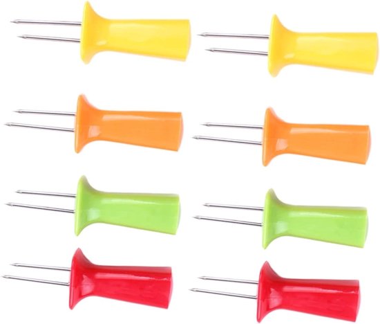 8 Stuks Rvs Maïshouders Bbq Prikkers voor Barbecue Picknick Kamperen Roestvrij Makkelijk Te Reinigen Geschikt voor Diverse Gerechten Activiteiten Kleur Random — afbeelding 5