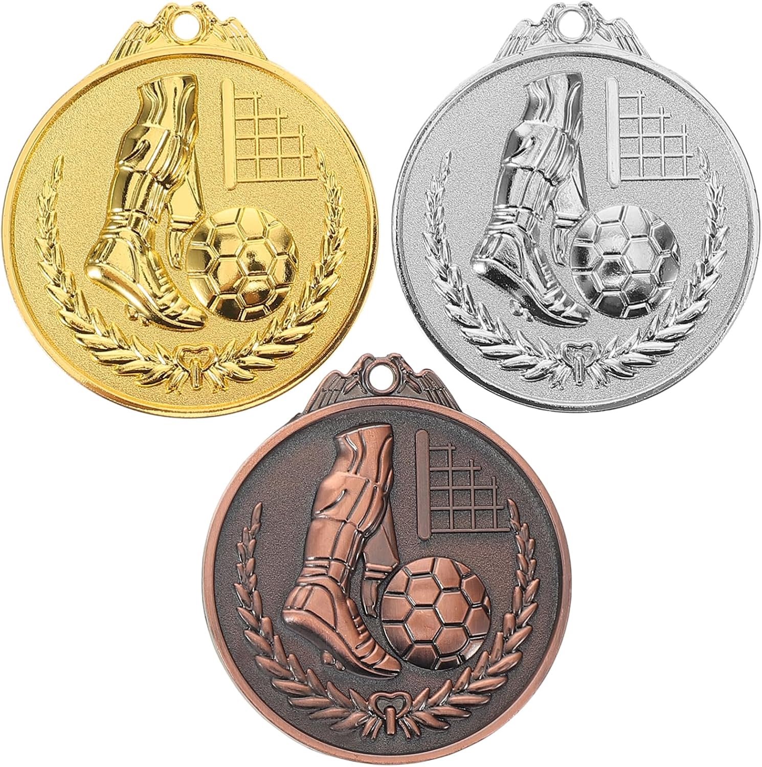 Happyyami 3stuks Sportmedailles Voor Jongen Meisje Gouden Zilveren Bronzen Trofeeën Voor Voetbalwedstrijden Voor Schoolprijzen Evenementen Elegante Ontwerpen Ter Erkenning Van Succes