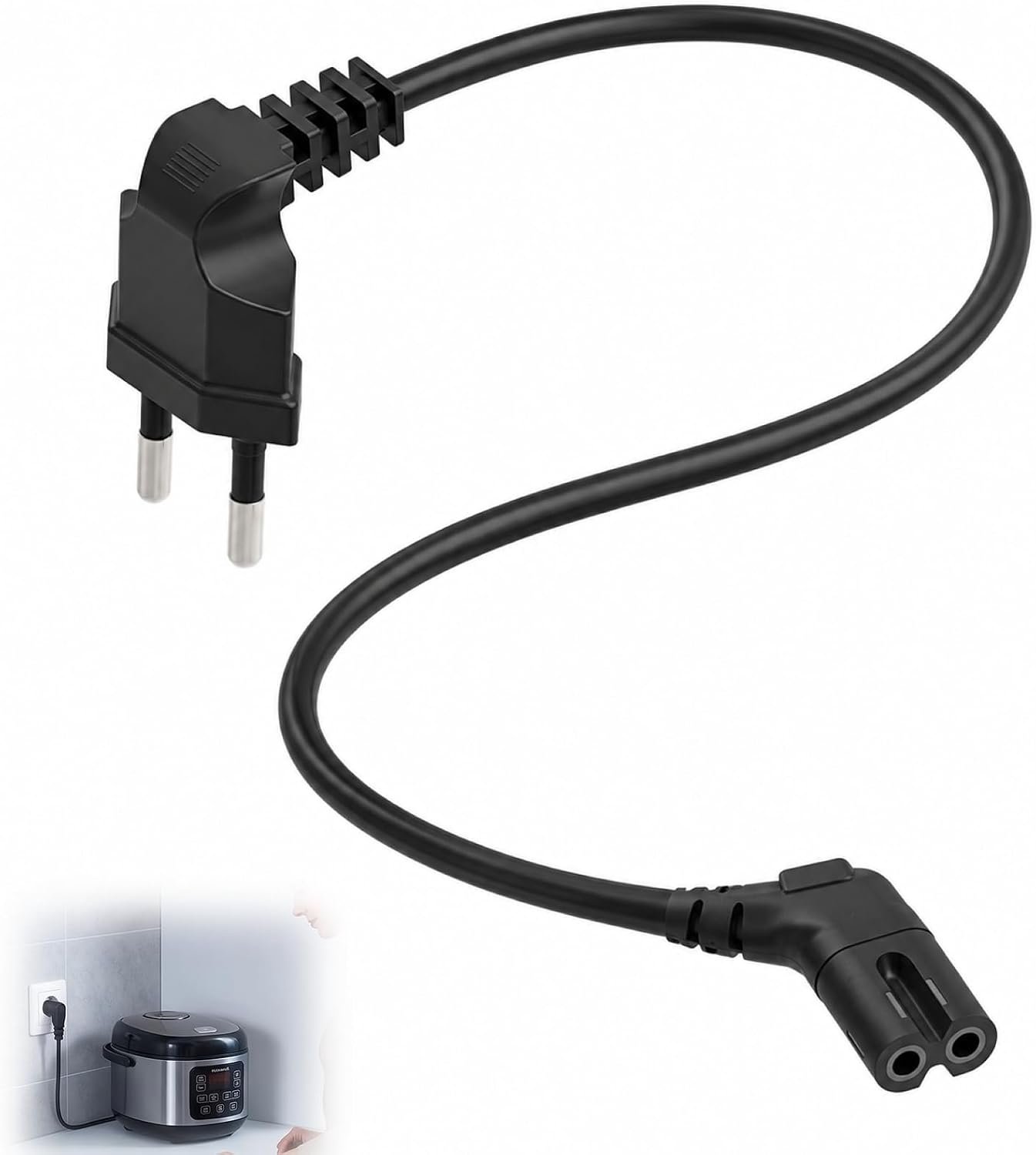 Netsnoer voor tv, vervangende C7-stekker, 2-polige stekker met 90 graden hoekstekker voor wandmontage, LG, TCL, Apple, compatibel met LED LCD Smart, hoge veiligheid, duurzaam