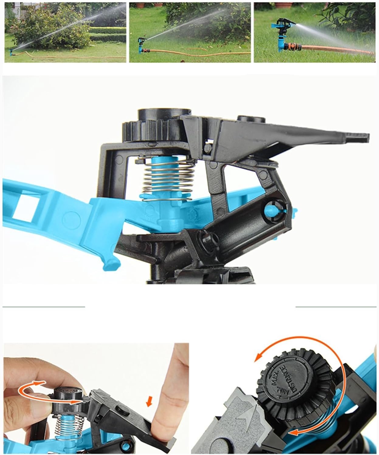 Automatische Tuinsproeier, 360 Graden Draaibare Sproeier voor Grondbesproeiing, Verstelbare Irrigatie Sproeier voor Buiten en Tuinonderhoud, Ideaal voor Grasmaaien en Tuinbewatering