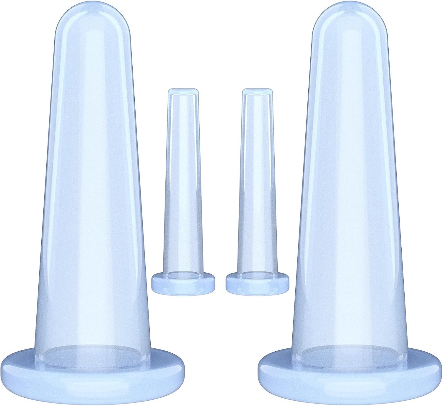 Set van 4 Siliconen Zuignappen voor Gezicht en Ogen, Eenvoudige Vacuüm Massage, Vermindering van Dubbele Kin, Lipzwelling en Ontspanning van Gezichtsvocht (Lichtblauw)