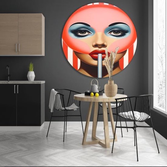 Lolly wandschaal, Snoepgoed wandcirkels, Wandschalen Strepen, Muurdecoratie landelijk, Forex, Kantoor accessoires muurcirkel forex 60x60 cm — afbeelding 3