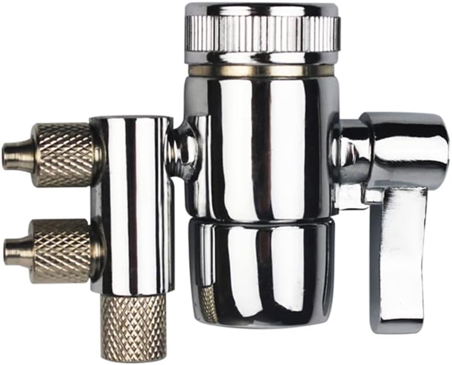 2-weg 3/8 inch OD verchroomde kraan omschakelventiel voor werkblad waterfilter, waterreiniger, RO omgekeerde osmose filter, slangkraanadapter